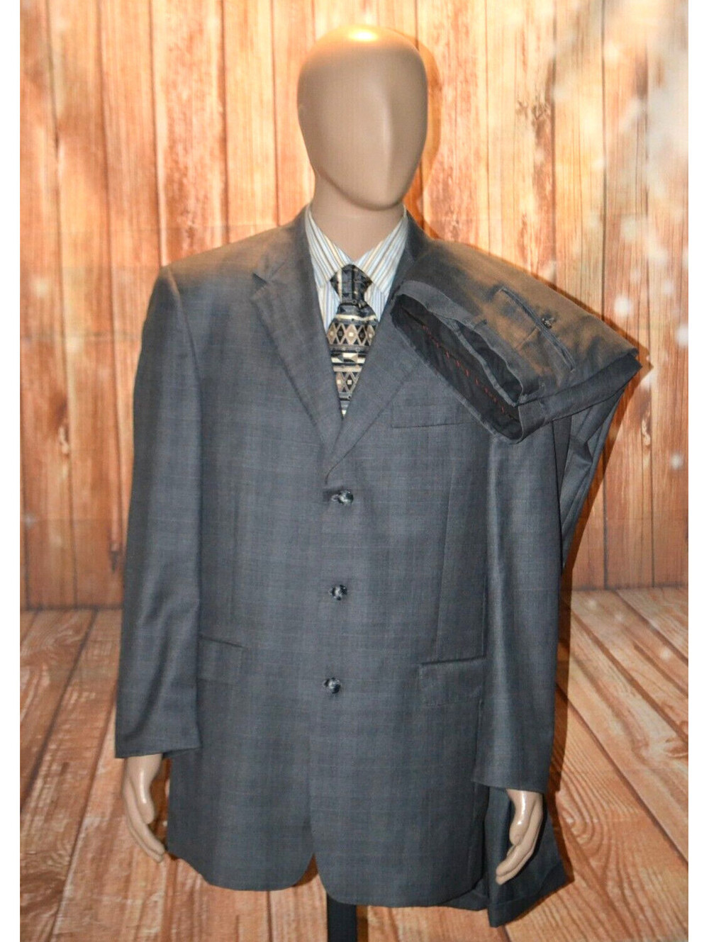 Austin Reed Men 100% Wool Gray Plaid 3 Front Button Suit Sz 42L Wst 37x31
